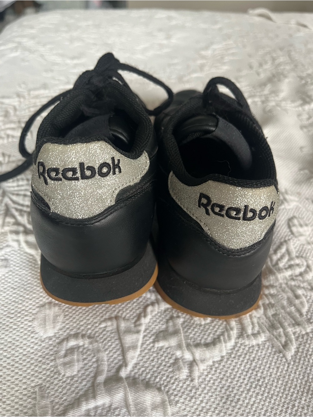 Reebok Dark Navy Sneakers with Silver Glitter Heel